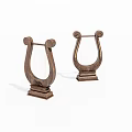 Two Wooden Classical Harp Models With Decorative Scroll Design And Stable Base