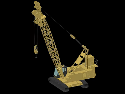 Yellow Heavy Duty Industrial Crawler Crane With Boom Structure And Lifting Hook 3d model