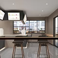 Modern Bubble Tea Shop Interior With Counter Menu Screens Fresh Fruits And Seating