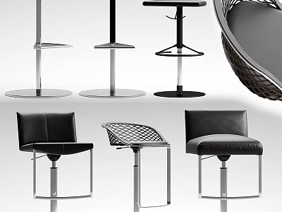 Modern Bar Stools With Leather Seats Metal Frames And Woven Design Elements 3d model
