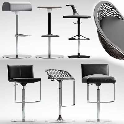 Modern Bar Stools With Leather Seats Metal Frames And Woven Design Elements 3d model