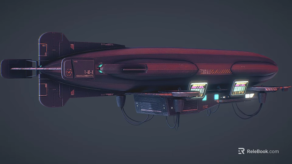 Futuristic Spaceship With Illuminated Displays Dark Metallic Exterior And Sleek Design 3d model 