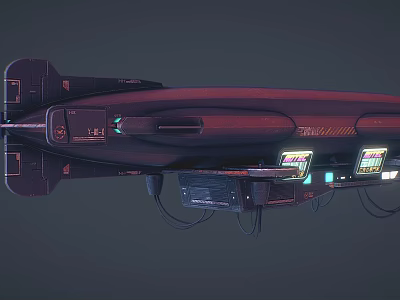 Futuristic Spaceship With Illuminated Displays Dark Metallic Exterior And Sleek Design 3d model