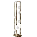 Modern Vertical Floor Lamp With Golden Metal Frame And Round White Shades