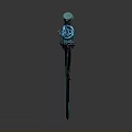 Futuristic Glowing Sword With Blue Light Mechanical Design And Red Accents