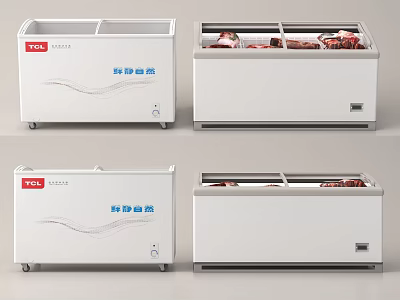 White Commercial Freezers With Multiple Compartments For Frozen Food Storage 3d model