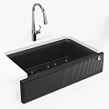 Modern Black Deep Sink With Metal Faucet And Drain Rack Design