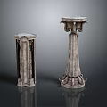 Two Classical Style Carved Stone Pedestals With Intricate Decorative Details