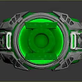 Futuristic Green And Silver Ring Design With Metallic Accents And Geometric Details