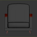 Stylish Modern Gray Fabric Single Sofa with Red Armrests and Legs Design