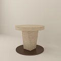 Round Side Table With Beige Marble Top And Conical Pedestal Dark Brown Base 3d model