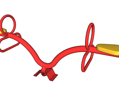Red Metal Seesaw With Yellow Seats For Children Playground Equipment 3d model
