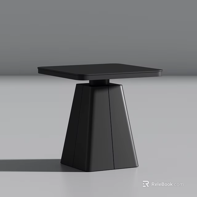 Modern Black Square Table With Conical Base And Minimalist Design 3d model 