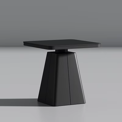 Modern Black Square Table With Conical Base And Minimalist Design 3d model