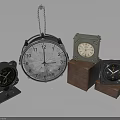 Vintage Clocks Collection With Metal Cases Wooden Bases And Various Designs