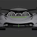 Silver Gray High Performance Supercar With Sleek Body Green Accent Strip And Large Rear Wing