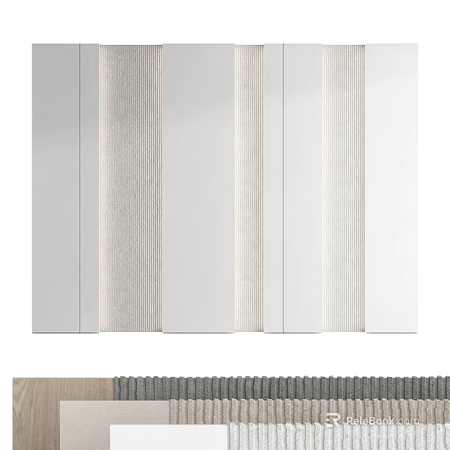 Modern Decorative Wall Panels In White Beige Gray With Textured And Smooth Finishes 3d model 