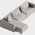 Modern Light Gray L shaped Fabric Multi Person Sofa With Soft Cushions 3d model