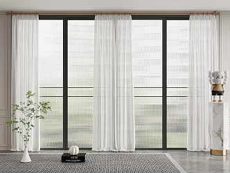 modern curtain gauze curtain 3d model