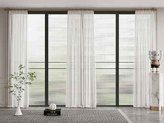 modern curtain gauze curtain 3d model