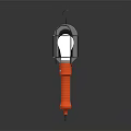 Lantern With Orange Handle Top Hook Metal Frame Inner Bulb Design And Silver Color