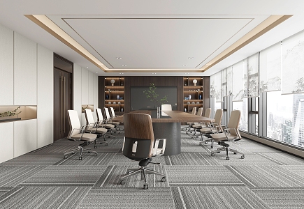 New Chinese Conference Room Large Conference Room Multi-function Room Conference Table and Chair Combination 3d model