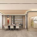 Modern Luxury Executive Office Interior With Large Marble Display Cabinet And Comfortable Ergonomic Furniture