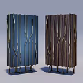 Modern Stylish Wardrobes With Vertical Striped Panels Metal Support Frames And Blue Brown Finishes