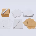 Various Paper Products Including White Brown Sheets And Rolled Stacked Paper