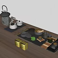 Modern Tea Cup Tea Set Teapot Utensils Combination 3d model