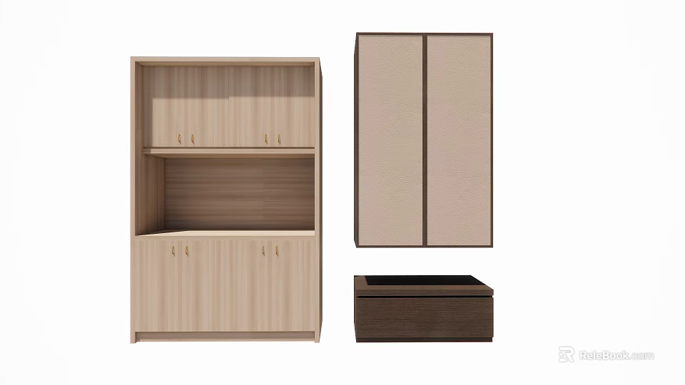 Wooden Entryway Cabinet and Side Cabinet with Modern Design Storage Shelves and Drawers 3d model 