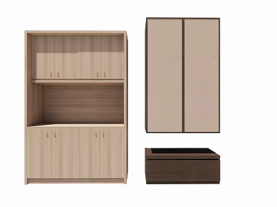 Wooden Entryway Cabinet and Side Cabinet with Modern Design Storage Shelves and Drawers 3d model