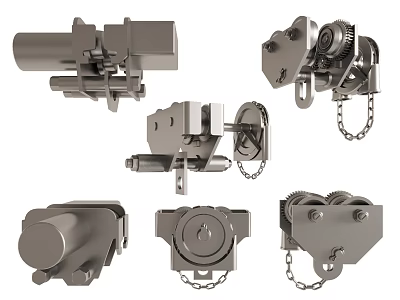 Industrial Equipment Various Mechanical Components With Pulleys Chains And Gears 3d model