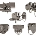Industrial Equipment Various Mechanical Components With Pulleys Chains And Gears