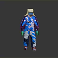 Blue And White Snowflake Pattern Ski Suit With Hooded Design And Winter Outfit