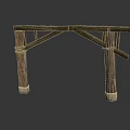 Wooden Arch Support Structure With Two Pillars And Crossbeam Design 3d model