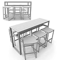 Sleek All Black High Bar Table And Four Bar Stools Set For Indoor Dining Spaces