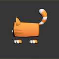 Cute Orange Cat Toy 3D Model with White Paws and Red Eyes