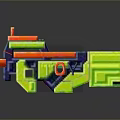 Colorful Building Block Toy Gun With Vibrant Red Green Blue Yellow Sections For Kids Play