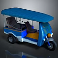 Elderly Man Riding Blue Tricycle With Canopy And Comfortable Seats