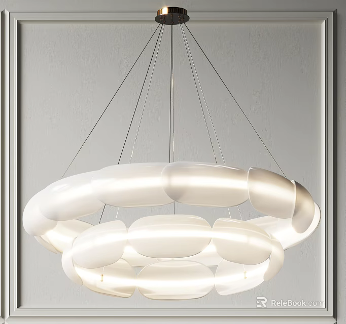 Stylish Modern Multi layer Circular Glass Chandelier with Soft Glow for Living Room Interior 3d model 