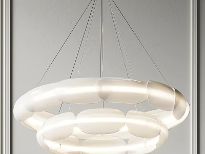 Stylish Modern Multi layer Circular Glass Chandelier with Soft Glow for Living Room Interior 3d model