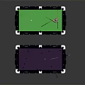 Billiard Tables With Green And Blue Tabletops Billiard Balls And Cues