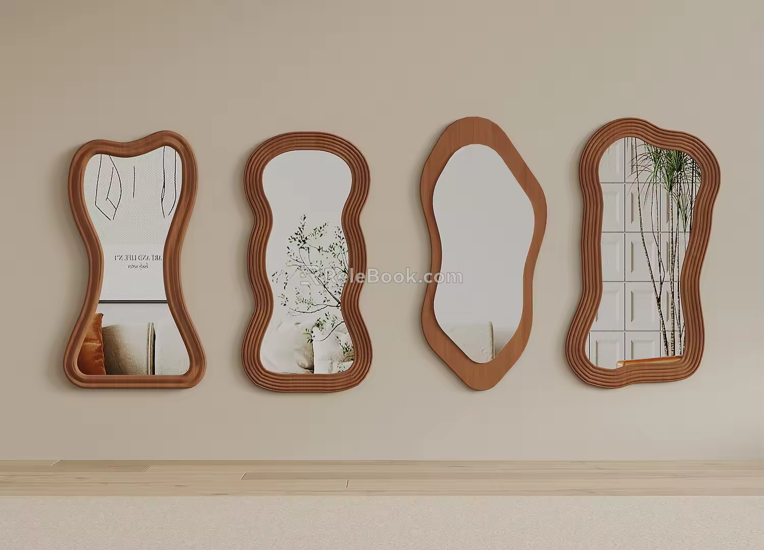 Mid-ancient style full-body mirror changing mirror 3d model