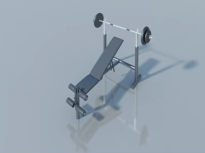 Fitness Weight Bench With Barbell On Gray Background And Shadow 3d model