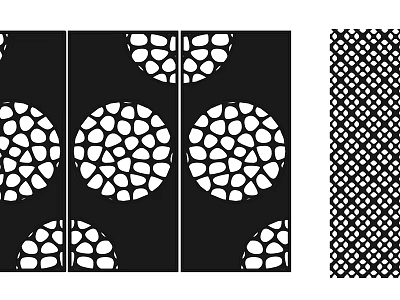 Black And White Room Divider With Circular Hollow Out Patterns And Dot Design 3d model