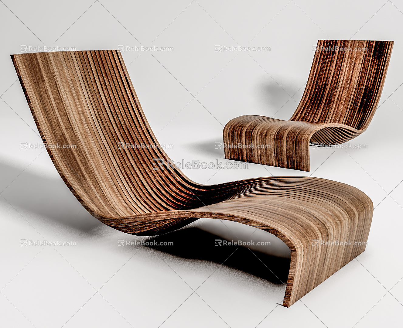 Modern Recliner Wooden Recliner 3d model