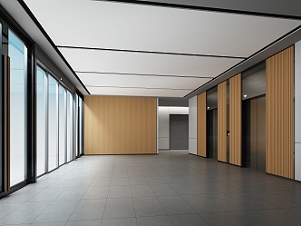 modern elevator hall office building entrance hall 3d model