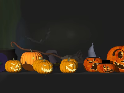 Modern Decorative Light Halloween Pumpkin Hats 3d model