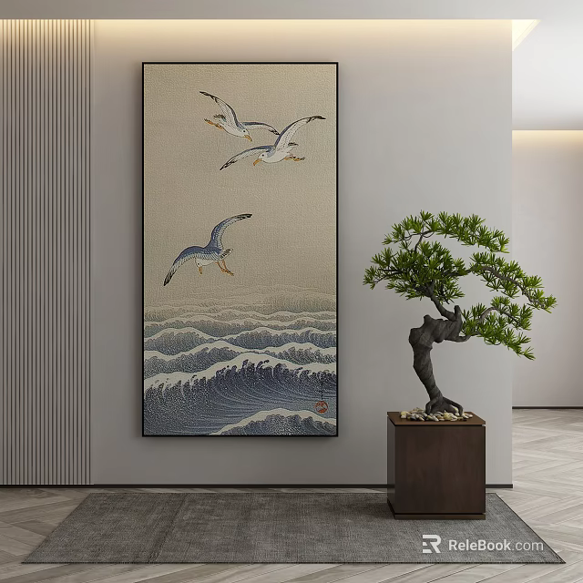 Modern Open Kitchen Interior Design With Island Counter And Appliances 3d model